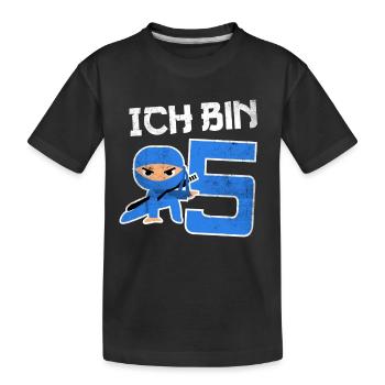 5. Geburtstag Ninja 5 Jahre Kindergeburtstag - Kinder Premium Bio T-Shirt - Schwarz - Vorne