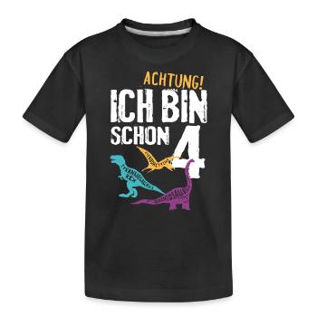 4. Geburtstag Dinosaurier 4 Jahre Dino Kinder - Kinder Premium Bio T-Shirt - Schwarz - Vorne