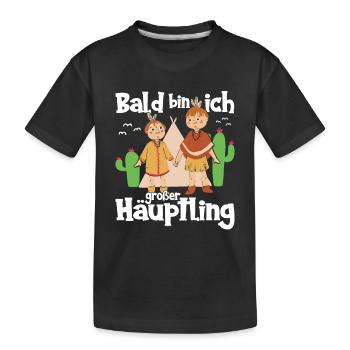 Werde großer Bruder Geschenk Großer Häuptling - Kinder Premium Bio T-Shirt - Schwarz - Vorne