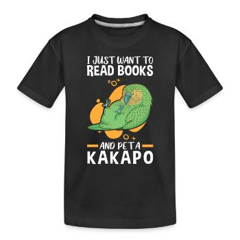 Kakapo pet and read flightless parrot - Kids' Premium Organic T-Shirt - black - Front
