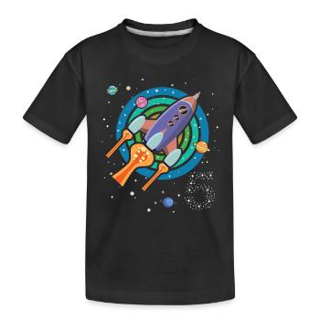 Rakete 5 Jahre Geburtstag Weltraum Raumschiff - Kinder Premium Bio T-Shirt - Schwarz - Vorne