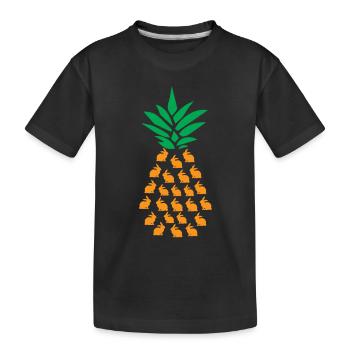 Ananas Häschen - Kinder Premium Bio T-Shirt - Schwarz - Vorne