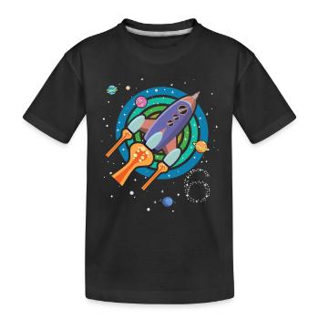 Geburtstag 6 Jahre Rakete Weltraum Raumschiff - Kinder Premium Bio T-Shirt - Schwarz - Vorne