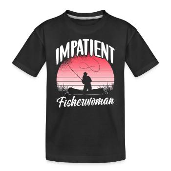 Pêcheuse impatiente Pêche Pêcheurs Pêcheurs - T-shirt bio Premium Enfant - noir - Devant