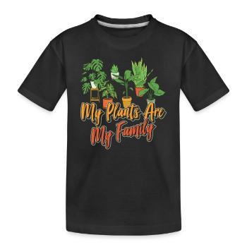 Mes plantes sont ma plante de jardin familial - T-shirt bio Premium Enfant - noir - Devant