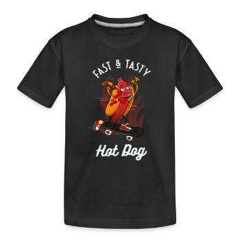 Fast & Delicious Hot dog Drôle Skater Saucisse - T-shirt bio Premium Enfant - noir - Devant