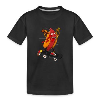 Hotdog Skater Lustige Skating Bratwurst - Kinder Premium Bio T-Shirt - Schwarz - Vorne