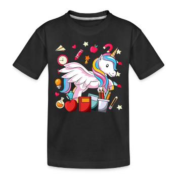 Ecole Motif Motif Ecole Ecole Débutants Licorne - T-shirt bio Premium Enfant - noir - Devant