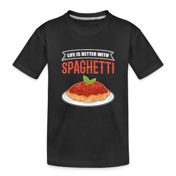 Life Is Better With Spaghetti Italian Pasta - Kids' Premium Organic T-Shirt - black - Front