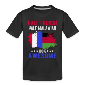 Half French Half Malawi - Kids' Premium Organic T-Shirt - black - Front