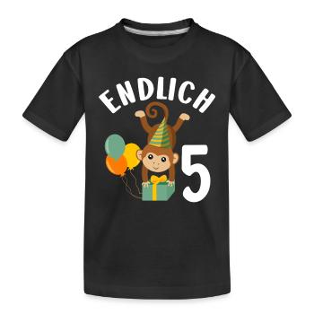 5. Geburtstag 5 Jahre Affen Motiv Jungen Geschenk - Kinder Premium Bio T-Shirt - Schwarz - Vorne