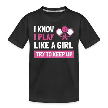 Je sais que je joue comme une fille essayer de suivre - T-shirt bio Premium Enfant - noir - Devant