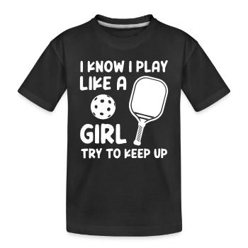 Je sais que je joue comme une fille essayer de suivre - T-shirt bio Premium Enfant - noir - Devant