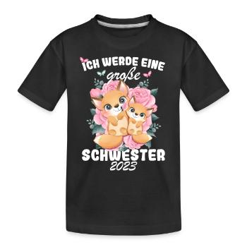 Ich Werde Eine Große Schwester 2023 - Kinder Premium Bio T-Shirt - Schwarz - Vorne