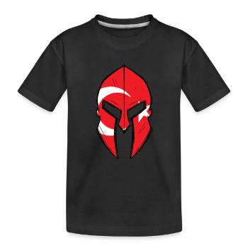 Drapeau turc dans le casque du guerrier spartiate - T-shirt bio Premium Enfant - noir - Devant