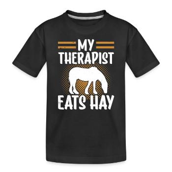 Mon thérapeute mange du foin à cheval - T-shirt bio Premium Enfant - noir - Devant