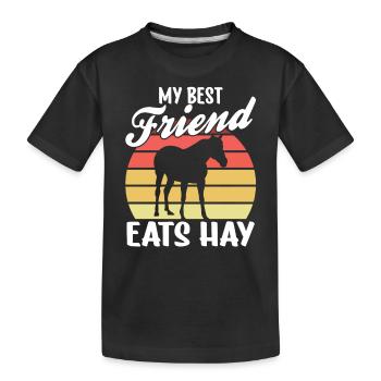Mein Bester Freund Isst Heu Reiter Pferd Reiten - Kinder Premium Bio T-Shirt - Schwarz - Vorne