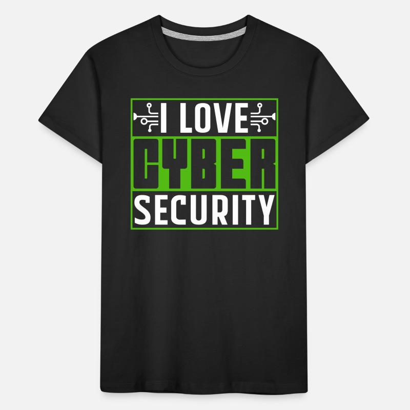 Ich Liebe Cybersecurity Hack IT Sicherheit Hacker Kinder Premium Bio T-Shirt
