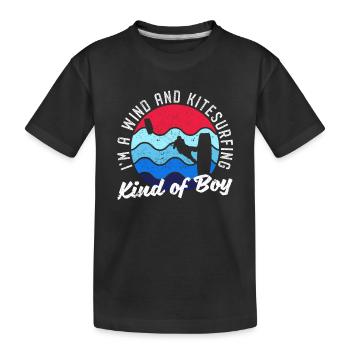 Ich bin ein Wind- und Kitesurfing-Junge Kitesurfer - Kinder Premium Bio T-Shirt - Schwarz - Vorne