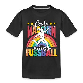Fußball Coole Mädchen spielen Fußball - Kinder Premium Bio T-Shirt - Schwarz - Vorne