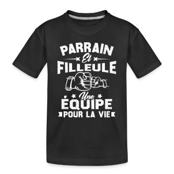 Parrain et Filleule une Équipe pour la Vie - T-shirt bio Premium Enfant - noir - Devant