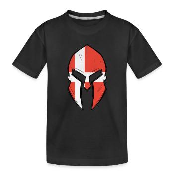 Danish flag in Spartan warrior Helmet - Kinder Premium Bio T-Shirt - Schwarz - Vorne