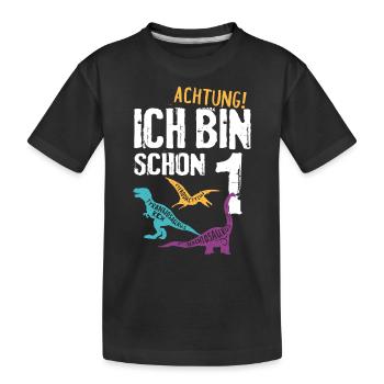1. Geburtstag Dinosaurier 1 Jahr Dino Kinder - Kinder Premium Bio T-Shirt - Schwarz - Vorne