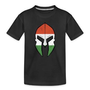 drapeau hongrois dans le casque du guerrier spartiate - T-shirt bio Premium Enfant - noir - Devant
