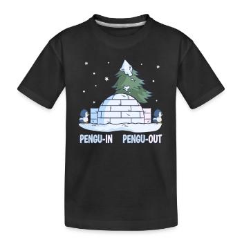 Penguin Pun Neige Hiver Pengu-In Pengu-Out - T-shirt bio Premium Enfant - noir - Devant