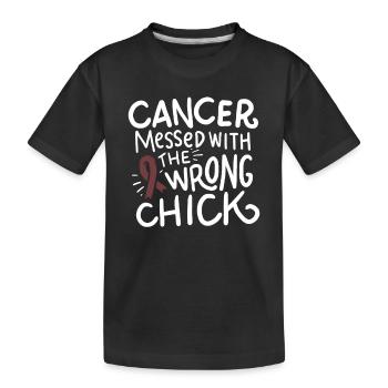Multiple Myeloma Cancer Survivor Burgundy Ribbon - Kids' Premium Organic T-Shirt - black - Front