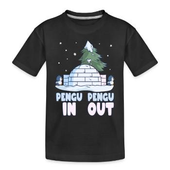 Penguin Snow Winter Pun Pengu-In Pengu-Out - T-shirt bio Premium Enfant - noir - Devant