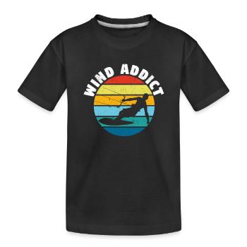 Wind Addict Kitesurf Kite Planche à voile - T-shirt bio Premium Enfant - noir - Devant
