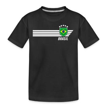 Brazil Brazilian Seleção Football Fan Jersey - Kids' Premium Organic T-Shirt - black - Front