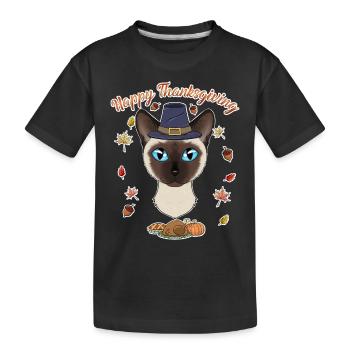 Siamese Cat Lover I Happy Thanksgiving - Kinder Premium Bio T-Shirt - Schwarz - Vorne
