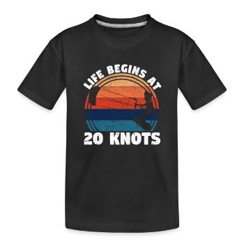 La vie commence à 20 nœuds kitesurfer - T-shirt bio Premium Enfant - noir - Devant