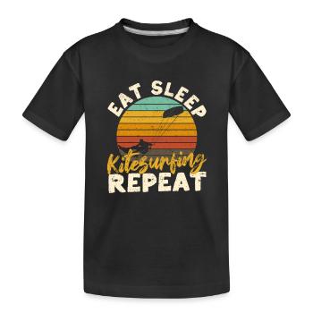 Eat Sleep Kitesurfing Repeat Funny Kite Surfer - Kids' Premium Organic T-Shirt - black - Front