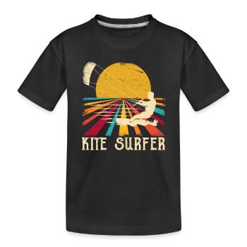 Kite Surfer Vintage Kite Surfing Sport Retro Wind - Kids' Premium Organic T-Shirt - black - Front