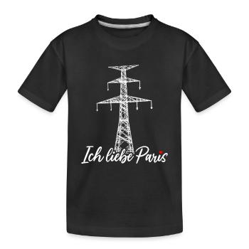 Paris Eiffelturm Strommast Elektriker Satire Liebe - Kinder Premium Bio T-Shirt - Schwarz - Vorne
