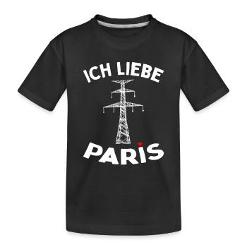 Paris Eiffelturm Strommast Elektriker Satire Liebe - Kinder Premium Bio T-Shirt - Schwarz - Vorne