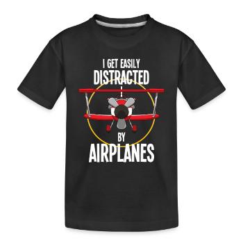 Airplane Pilot Flying Distracted I Gift - Kids' Premium Organic T-Shirt - black - Front