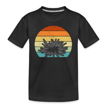 Seeigel Sonnenuntergang Seeigel-Liebhaber Retro - Kinder Premium Bio T-Shirt - Schwarz - Vorne