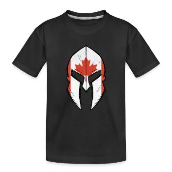 Canadian flag in Spartan warrior Helmet - Kinder Premium Bio T-Shirt - Schwarz - Vorne