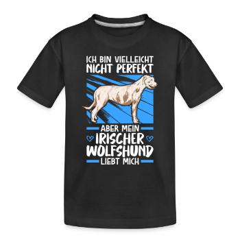 Mein Irischer Wolfshund liebt mich Wolfhound - Kinder Premium Bio T-Shirt - Schwarz - Vorne