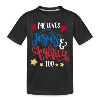 Sie Liebt Auch Jesus Und Amerika - Kinder Premium Bio T-Shirt - Schwarz - Vorne