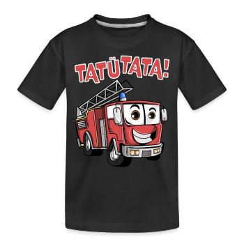 Feuerwehr im Einsatz Feuerwehrauto für Kinder - Kinder Premium Bio T-Shirt - Schwarz - Vorne
