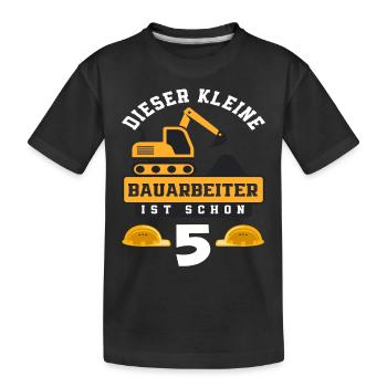 Travailleur de la construction 5e anniversaire Excavator Boys Cadeau - T-shirt bio Premium Enfant - noir - Devant