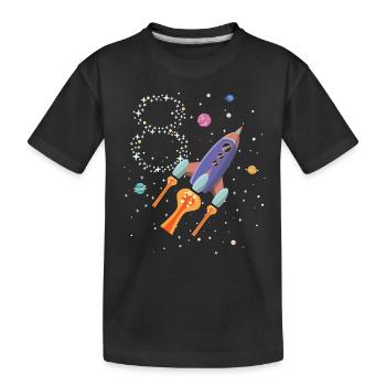 Rocket birthday stars form 8 years - Kids' Premium Organic T-Shirt - black - Front