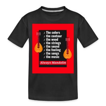 Mandolin: sound wood strings contour feeling music - Kinder Premium Bio T-Shirt - Schwarz - Vorne