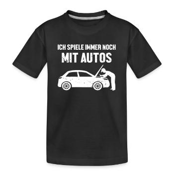 Spiele mit Autos Automechaniker Mechatroniker Kfz - Kinder Premium Bio T-Shirt - Schwarz - Vorne