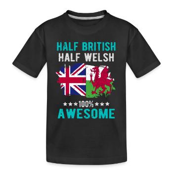 Halb Brite Halb Waliser - Kinder Premium Bio T-Shirt - Schwarz - Vorne